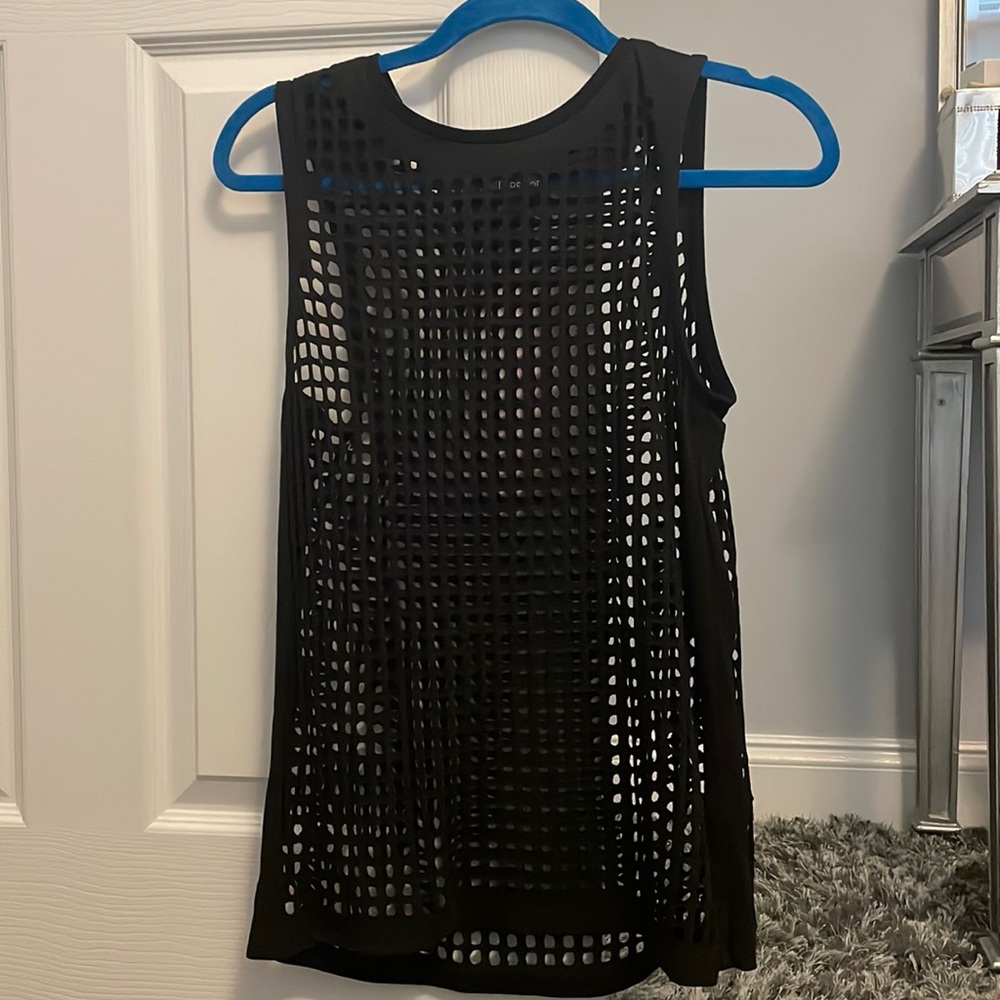 TOPSHOP black muscle tee with black squared holes
